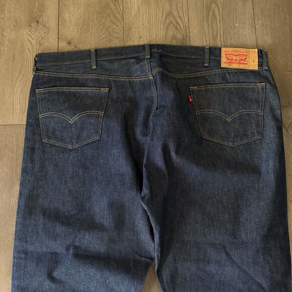 Levis 501 Original Fit Jeans Mens Size 52x32 Dark Wash Denim Blue Button Fly - Picture 15 of 16